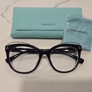 Tiffany & Co. Women's Black Cat-Eye Eyeglasses with Tiffany Blue Case